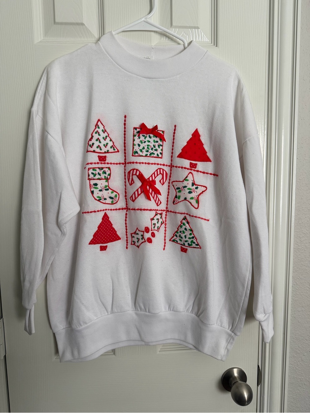Vintage 1989 Design Zone Christmas Sweatshirt Appliqué Bows Holiday L